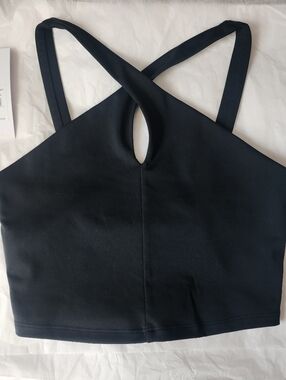 Spiritual Gangster Black Cross Halter Sports BRA nwot XS Yoga Pilates Activr Gym